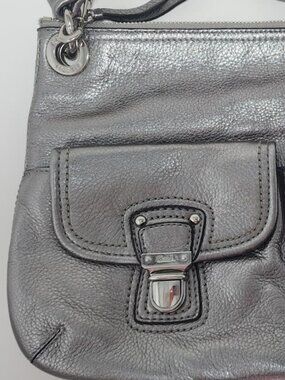 Coach - Matte Silver Leather Crossbody with tab pockets